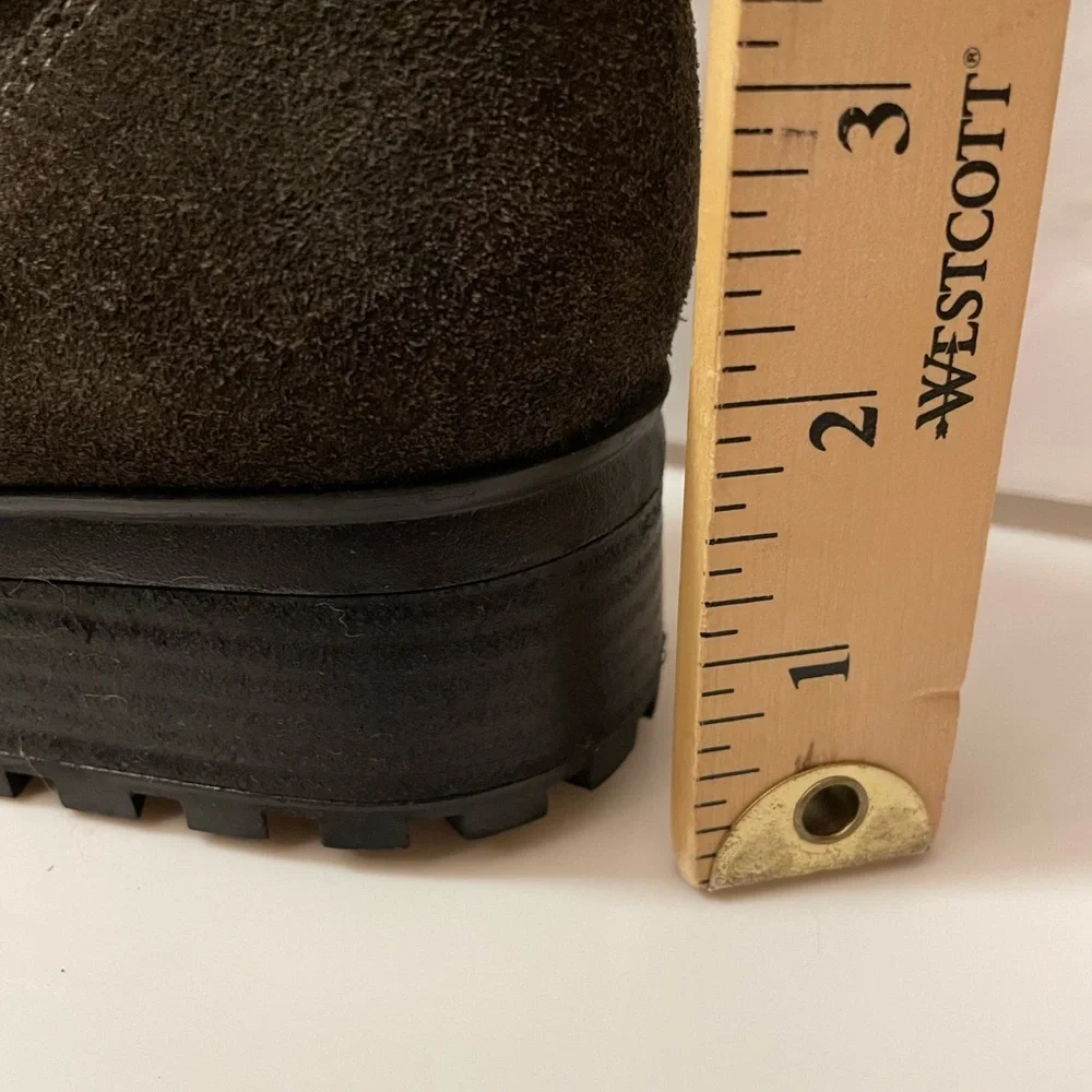 Lucky Brand Genuine Suede Leather Lace Up Block Heel Boots Brown New!